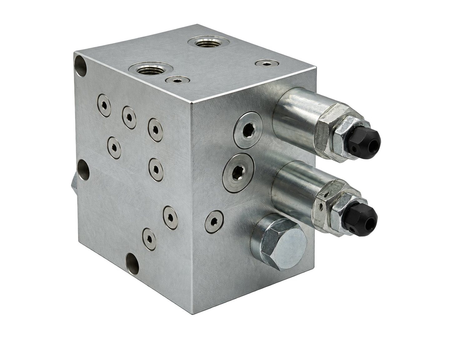 Hydraulischer Ventilblock von A/S Sauer Hydraulik, Ansicht von vorn